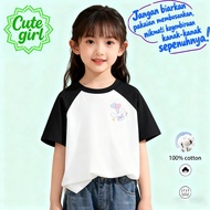 Cute Girl🚀Kanak-kanak perempuan Dua warna t-shirt,kartun halus corak kecil lengan pendek,baju anjing