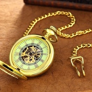 Vintage Engraving Hollow-Out Mechanical Flip Men's And Women's Mechanical Pocket Watch Student Nostalgic Luminous Necklace Watch Clockwork Pocket Watch