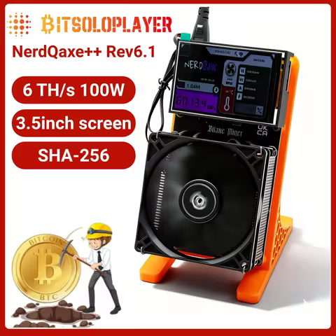 New 3.5inch Screen Bitaxe NerdQaxe++ Rev 6.1 BM1370 ASIC Chip 6TH/s 100W Home Solo BTC Lottery Miner