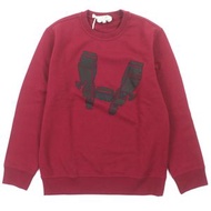 全新未使用 HERMES Odyssee 100% 純棉皮革圓領套頭衛衣，RED，義大利製造，男款