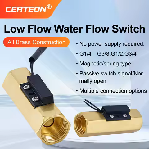 Brass Flow Switch Flow Meter Flowmeter 1.5‑3L/min G1/4 G1/2 Low Flow Water Normally Open Magnetic Sp