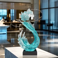 Creative Ornaments Real Estate Swimming Fish Sculpture Fengshengshui Wave Hotel Sales Lobby Entrance