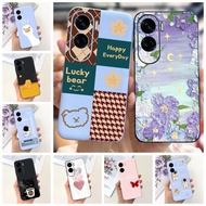 Soft Case For Honor 90 Lite Cover 2023 Colorful Flower Pattern Soft Silicone Slim TPU Funda For Hono