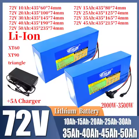 72V New 21700 10Ah 15Ah 20Ah 25Ah 30Ah 35Ah 40Ah 45Ah 50Ah Electric Vehicle Battery, +84V 5A Charger