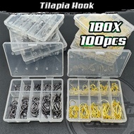 Tilapia Hook 100pcs Box Set Mata Kail Tajam Talapia Murah  Fishing Hook Killer Carbon Steel Lampam A