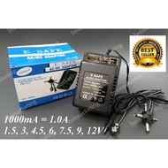 E SAFE UNIVERSAL AC DC ADAPTOR 1000mA 1.5V 3V 4.5V 6V 7.5V 9V 12V