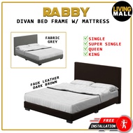 Living Mall Rabby Divan Bed Frame Fabric / Faux Leather Colour Options - All Sizes Available