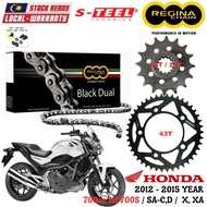 HONDA 700cc CTX700, N, N DCT / NC700 S, SA-C, D, X, XA Full Set Regina Black Dual Chain 520 ZRA Stee