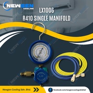 USA R410a Single Gauge Manifold Set c/w 2 Charging Hose