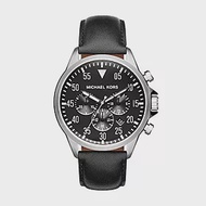 MICHAEL KORS不鏽鋼皮革錶帶男錶-黑色（現貨+預購）黑色