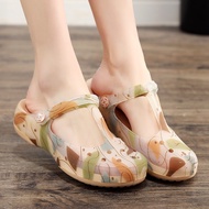 №✷ VEBLEN hole shoes women's summer flat seaside slippers jelly beach sandals wearing wedge sandals and slippers