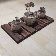 [48H Shipping] Solid Wood Carbonized Succulent Green Plant Windowsill Mat Flower Stand Outdoor Corri