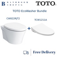 TOTO CW822RJT2 Wall Hung Toilet Bowl with TCW1211A Ecowasher / Manual Bidet Seat