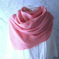草木染茜染大尺寸純棉長圍巾珊瑚粉