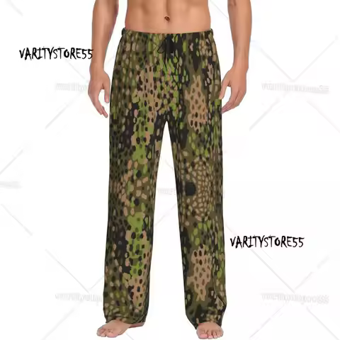 Custom Camo Pajama Pants for Men Germany Camouflage Sleepwear Lounge Sleep Bottoms Stretch with Pock