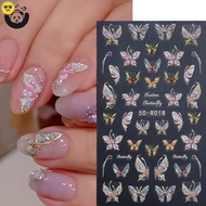 5D Winter Butterfly Nail Stickers Relief Color Butterfly Glitter Design Nail Art Decor Decals Butter