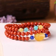 Natural Southern Red Agate Bracelet 5.5mm Full Meat Persimmon Red Original DIY Multi-Circle Bracelet