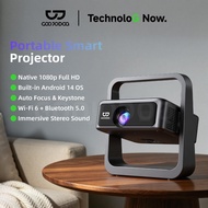 GOOJODOQ 400ANSI Smart Projector 1080p Full HD Wi-Fi 6 + Bluetooth 5.0 Projector  Auto Focus and Key