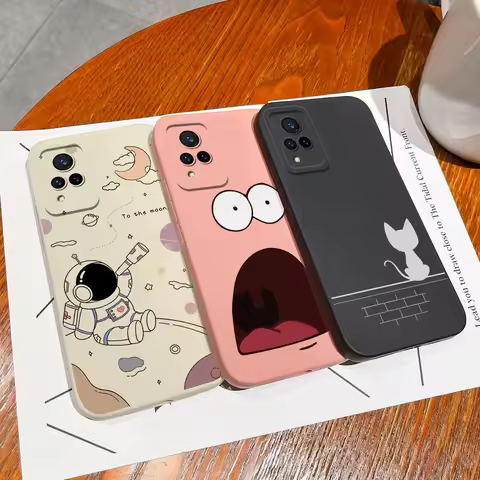 Case For Vivo V21 4G 5G Back Cover Lovely Cartoon Astronaut Pattern Liquid Silicone Shell For VivoV2
