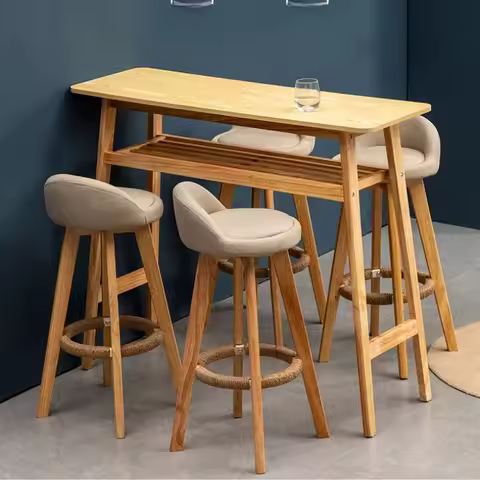 73cm Solid Wood Bar Stools Modern Swivel Bar Chair Creative High-Tall Stool for Milk Tea Shop Stylis