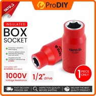 YATO 1PCS Injection Insulated Box Socket 1/2 inch Chrome Vanadium 10MM / 13MM Electrical Safe Socket