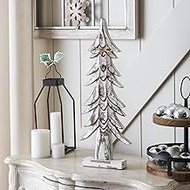 VHC Brands Timber Tidings Distressed White Wooden Tree 21x8.5x2