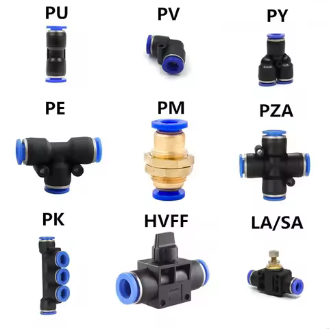 1PC T/Y/L/Straight Type Pneumatic Push In Fittings For Air/Water Hose and Tube Connector 4 to 16mm P