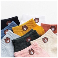 IMEXA - READY STOCK 10 Pairs Cute Bear Boat Socks