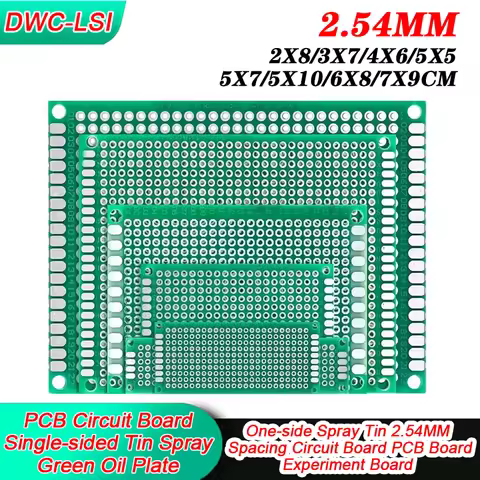 5/10PCS One-side Spray Tin 2.54MM Spacing Circuit Board PCB Doard Experiment Board 2x8/3x7/4x6/5x5/5