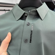 S~5XL Men's Green POLO shirt, trendy casual polo collar top, summer versatile POLO shirt