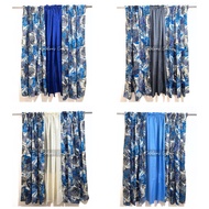 GSC | 3 in 1 Royal Blue Mordi Vines Printed Suksukan NonRing Window 60" inches (4ft, 6ft and 7ft)
