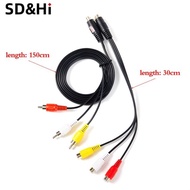 DN 1.5M0.3M Svideo 4Pin Male To 3Rca Male Plug Video Cable 3 Rc