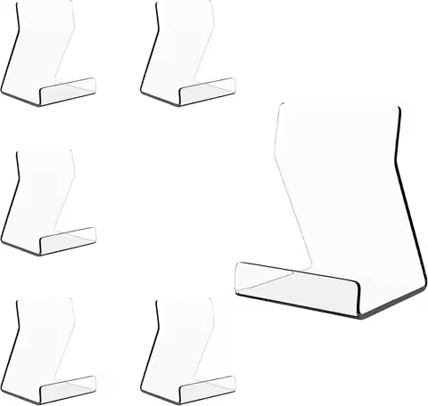 Clear Acrylic Display Stand 4 Inch 6 Pack Upright Easel for Vinyl Records, Books, Photos, CDs, Artwo