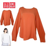 UNIQLO Brick Rayon Blouse Button Back Long Sleeve Size M small