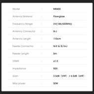 Retevis ฐานสปริงเสาไฟเบอร์กลาส MR300 & MR400กันการชนสำหรับรถออฟโรด