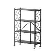 GHBathroom_Mall Delicato ชั้นวางของเหล็กพับได้ 4 ชั้น FR002 ขนาด 34×71×122ซม. สีดำ ร้านค้าเเนะนำ