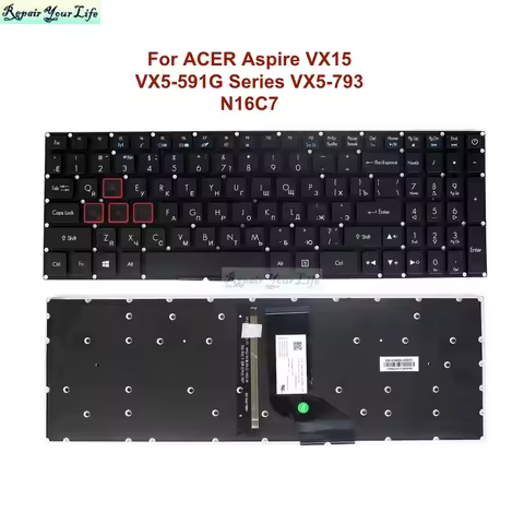 Original RU/Russian US English Backlit keyboard for ACER Aspire VX5-591G 793 793G N16C7 N17C1 Replac