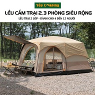 Camping Tent 2 Rooms 3 Rooms for 4-12 People 2 Spacious Layers Windproof and Insect Resistant