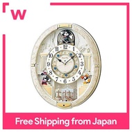 Seiko clock, wall clock, Mickey Mouse, electric wave, analog, time-locking, 12 melodies, rotating decoration, Mickey &amp; Friends, Disney Time, white marble pattern, FW580W SEIKO