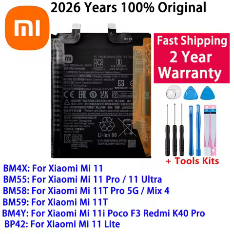 BM4X BM4Y BP42 2026 Years 100% Original Battery For Xiaomi Mi Mix4 11 11T 11i Poco F3 Redmi K40 Pro 