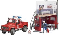 德國 Bruder 消防局/消防站/消防隊套裝，附有Land Rover 路虎消防車、消防員人偶、燈光和聲音模組 - 1