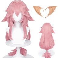 Alacos Pink Yae Miko Wig for Women Girls, Anime Long Spicky Yae Miko Cosplay Wigs for GI Roles, Heat