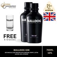 BULLDOG Gin Twin Pack + FREE 6 Collins Glasses