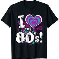 I Love Heart 80s The 80's Retro Pop Fancy Dress Costume Size men's classic fashion round neck Tshirt...