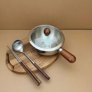 ชามกวนต้มสไตล์เกาหลี 304 สแตนเลส อบได้ พร้อมฝา ชามอาหาร ขนาดเล็ก สำหรับใช้ส่วนบุคคล ชามกวนต้ม