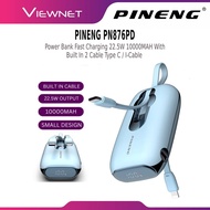 PINENG PN876PD 22.5W 10000MAH POWER BANK WITH FAST CHARGING BUILT IN 2 CABLE TYPE C / I-CABLE - SMAL