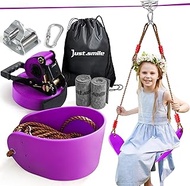 Zipline Kit for Kids and Adults,Slackline Pulley Zipline with 60ft Zipline,Zip Lines Kits for Backya
