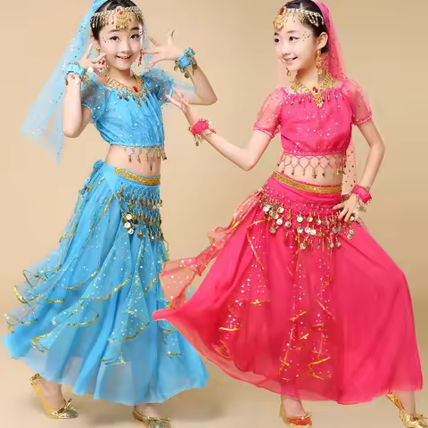 5pcs Indian Belly Girl Dress Orientale Enfant Indian Costumes For Kids Dance Costumes Belly Dance Da