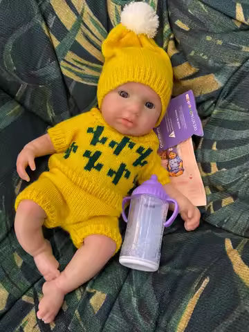 Aizwa1 13 Inch Loulou Silicone Bebe Reborn Baby Girl Handmade Can Open Mouth Choose Painted or Unpai