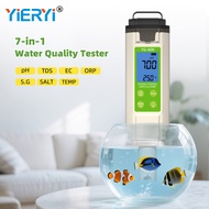 Yieryi เครื่องวัดค่า PH TDS ECเครื่องวัด7-In-1 Ph/tds /Ec/temp/sal/s.g/orp เครื่องทดสอบน้ำสำหรับสระว